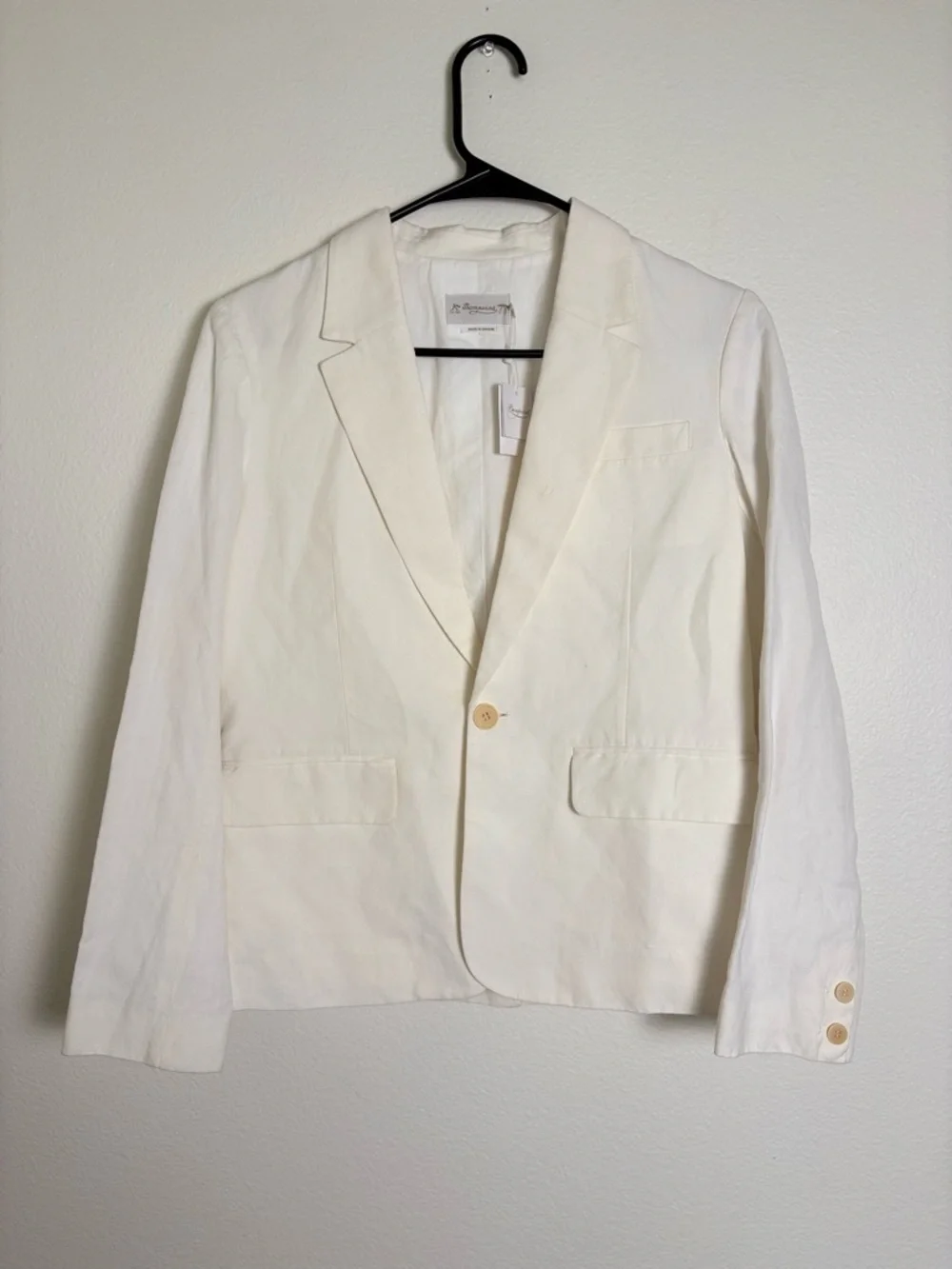 Bonpoint Boys Aristide Linen Blend Suit Jacket In Off White/ Cream Size 14A